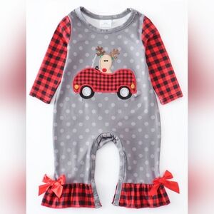 Baby Girl Ruffles and Buffalo Plaid Romper NWOT